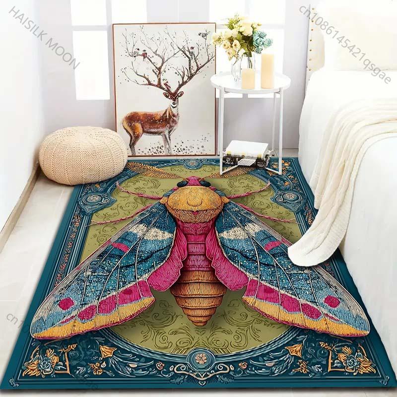 Multiple sizes Colorful Moth Art Design Carpet for Living Room Bedroom Sofa Home Decor Rus Non-slip Floor Mat Luxury Gift