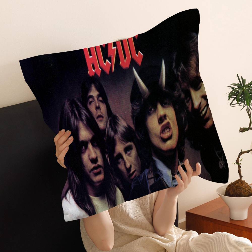 A-AC-DC Band Kissenbezug Auto Wurfkissenhülle Für Sofa Auto Weihnachtsgeschenk 40x40cm 45x45cm