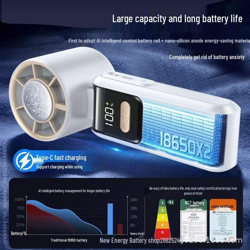 

Compact USB Folding Fan with Built-In Power Bank Standard серый