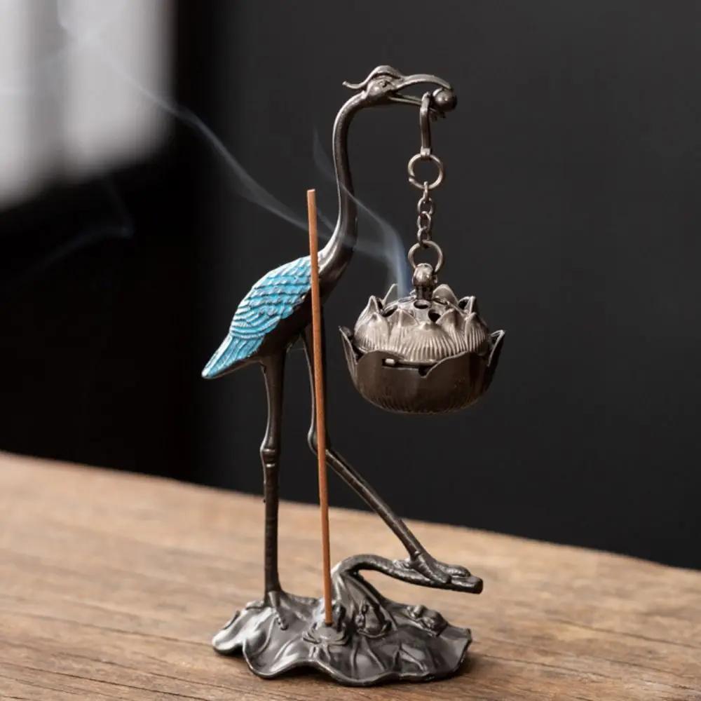 Chinese Style Incense Burner Zinc Alloy Red-crowned Crane Incense Holder Beautiful Design Accessories Incense Burning Gifts