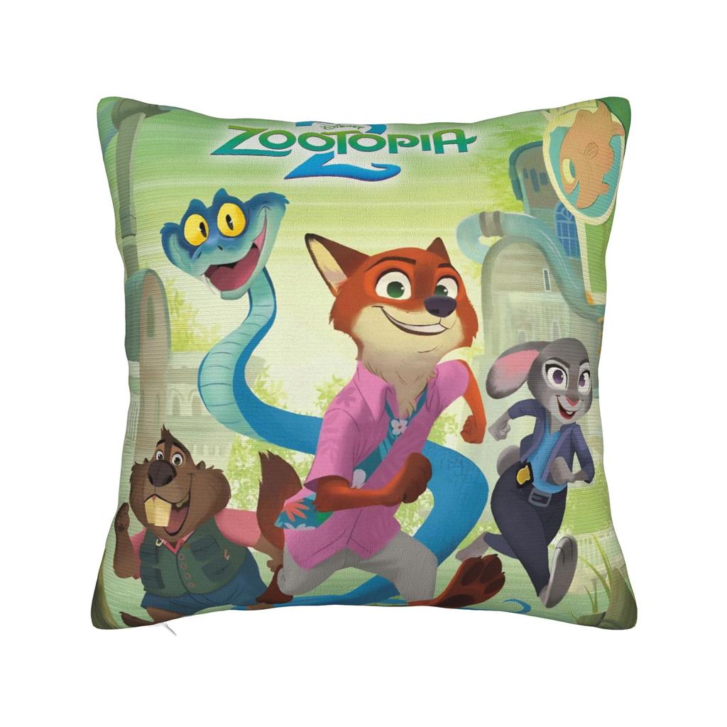 Zootopia 2 Animated Film Square Pillow Cases Buddy Cop Comedy Cushion Covers Creative Zipper Decor Pillowcase for Sofa 45*45cm
