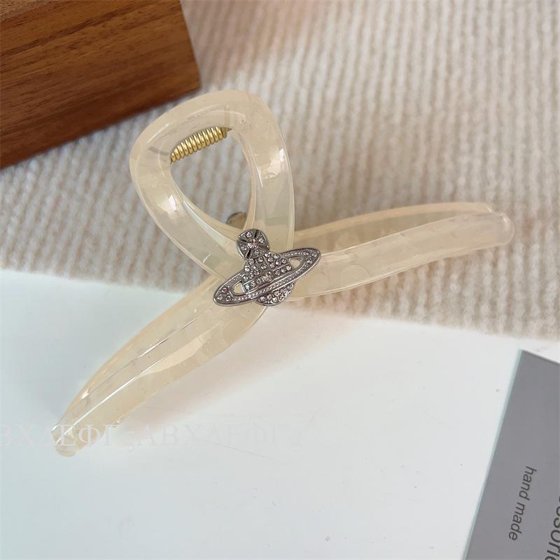 

Black Acrylic Double-Sided Diamond Shark Hair Clip - Retro French Style