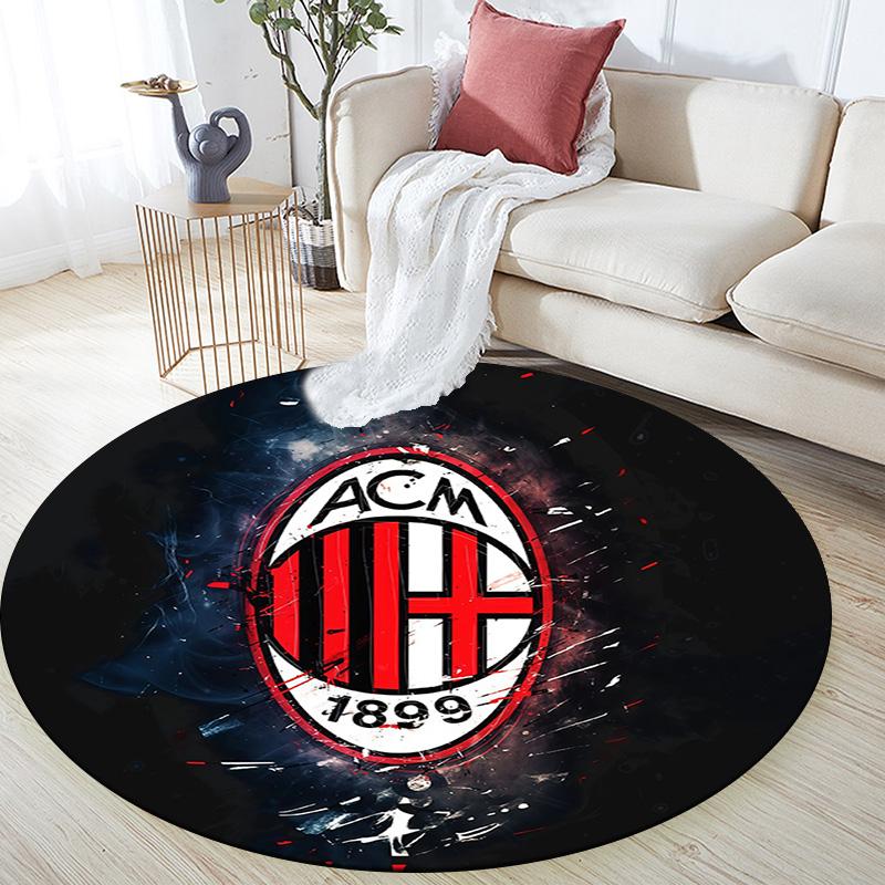 Associazione Calcio Milan3 Round Area Rug,Carpet Rug for Living Room Bedroom Sofa Playroom Decor,Non-slip Floor Mat