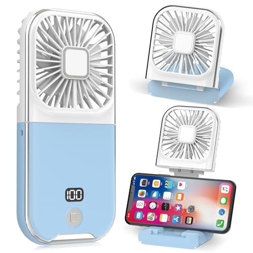 

New for Summer 2025: Dealswin Handheld Fan, Portable, Quiet, 4-Level Airflow Adjustment, Handheld, Tabletop, Neck Strap, Stand Function, Type-C Rechar