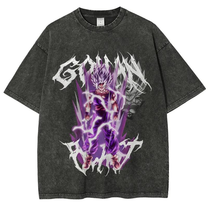

Son Goku Dragon Ball Men Summer Washed T-shirt Harajuku Vintage Streetwear Oversized Women Casual Short-sleeved Tee Top S