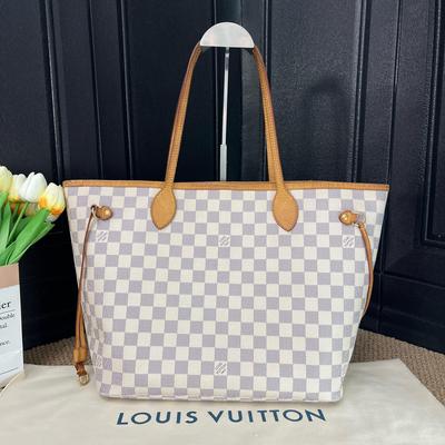 [Usato] Borsa Tote Neverfull Mm in Tela a Scacchi con Bordi in Pelle - Buono #WBX35U