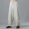 Men's Summer Cotton-Linen Wide-Leg Elastic Waist Pants