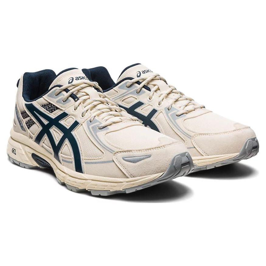 Asics Gel-Venture 6 Patchwork Fabric Synthetic Leather Low-Top Running Shoes Unisex Running Shoes White Blue 1203A239-200