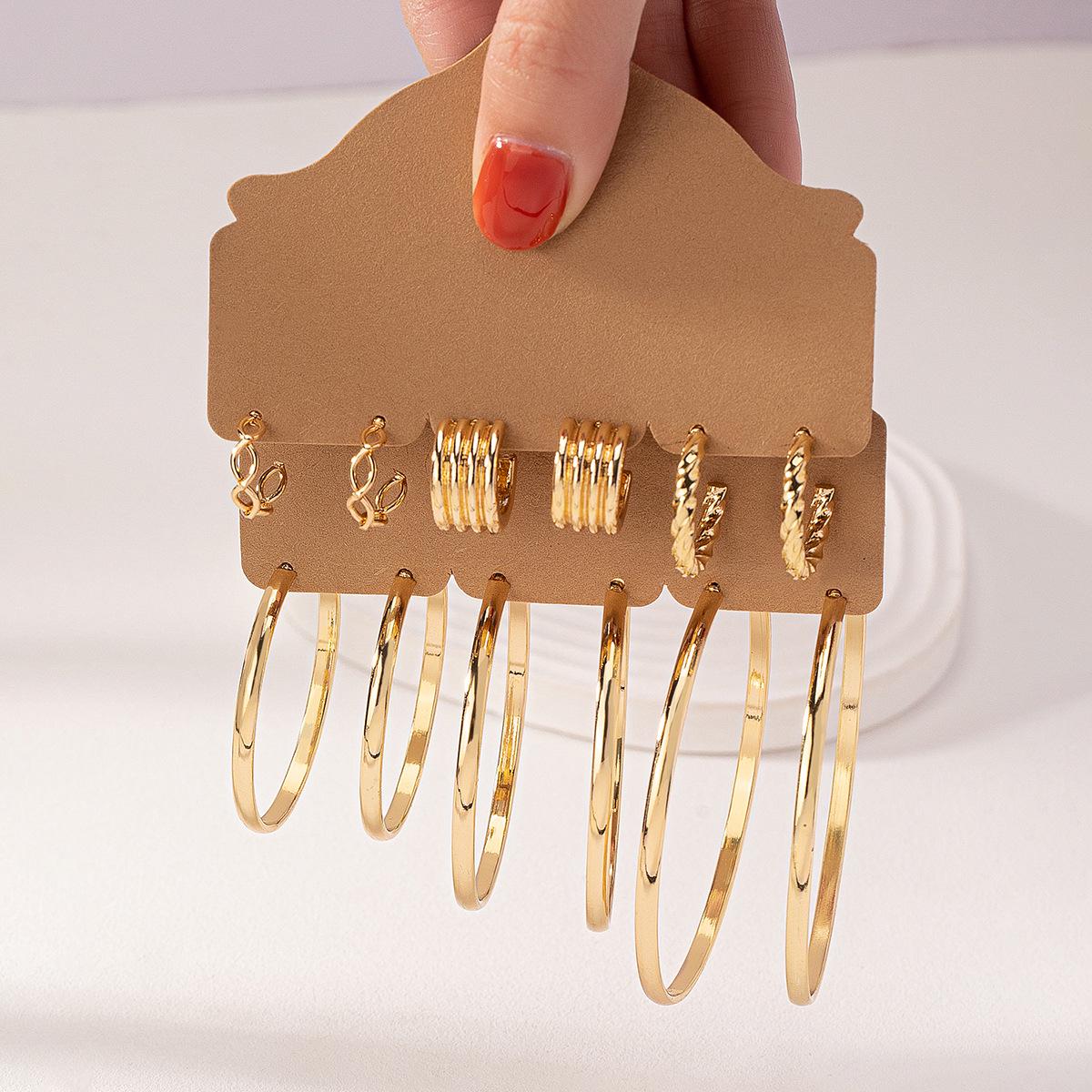 

European and American INS Hot Style Jewelry: 6-Pair Earring Set with Various Designs
