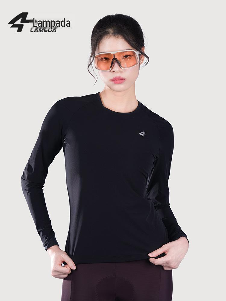 

Женский базовый слой для велоспорта с длинным рукавом из мериносовой шерсти Lampaida для осени/зимы M чёрный