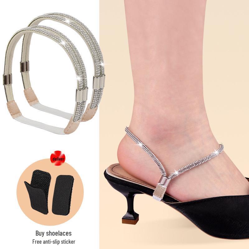 Multicolor Rhinestone Anti-Slip Elastic Heel Strap for High Heels, No Installation Required