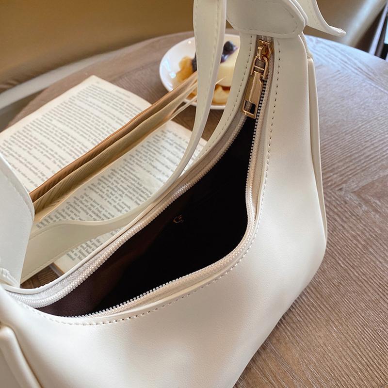 Winter New Shoulder Bag For Women PU Leather Crossbody Bag Solid Color Half-moon Bags Lady Handbag Daily Pouch