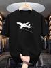 Unisex T-shirt Men'S New Print T-Shirt, Minimalist White Civil Aircraft Contrail Lines Aviation Enthusiast Niche Sh