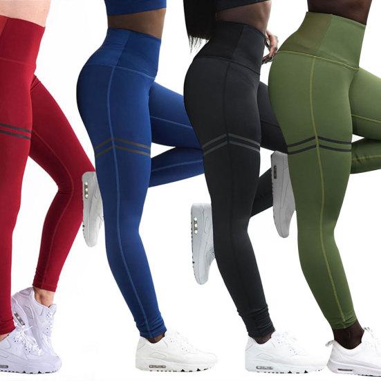 Sport Damen Einfarbige Mesh-Streifen Push-Up Leggings Schlanke Hohe Taille Yoga-Hose