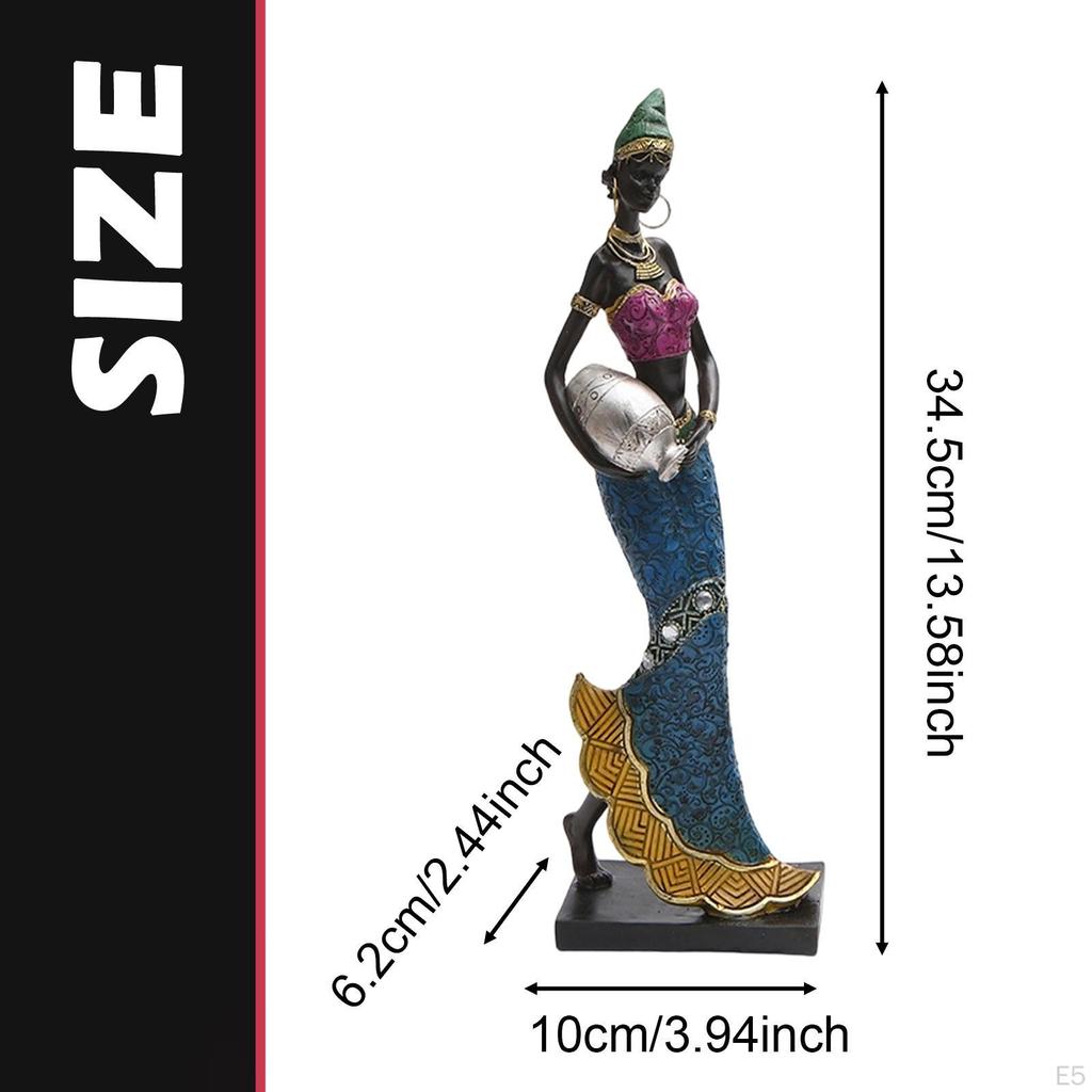 African Art Sculpture Aesthetic Ornament Statue Tribal Lady Figurine for Housewarming