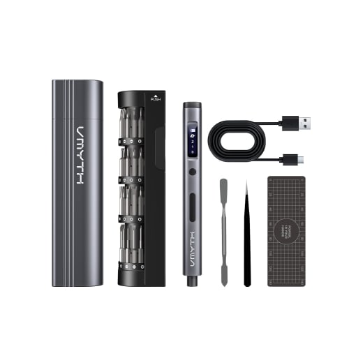 VMYTH iDriver ES1 Electric Precision Screwdriver, 66-in-1 Precision Screwdriver Set, 3-Level Torque, Maximum 3.5N.m, Pen-Shaped, Pop-Up Case, USB-C Re