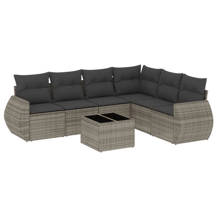 VidaXL Garden Lounge Set with Cushions 7 Pcs, Patio Sofas, Patio Furniture Set, Outdoor Furniture, Grey 3221419