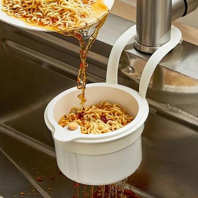 2-In-1 Sink Filter Basket with A Press-Open Lever Adjustable Faucet Hook Clog-Resistant Filter Mesh Durable Kitchen Draining Basket Anti-Clogging Tool