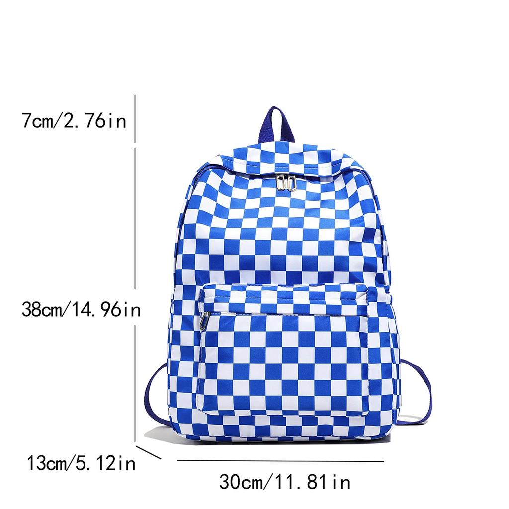 Schachbrett-Laptop-Rucksack für Damen - Modischer Print-Umhängetaschen-Set, Mehrere Taschen, Verstellbare Träger, Campus-Pendler-Essentials