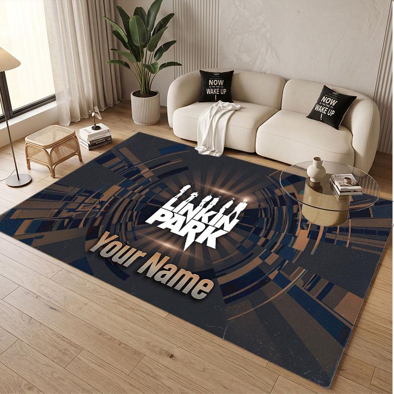Custom Rug Linkin Park Pattern Print Name Text Soft Non‑Slip Floor Carpet for Home Indoor Decoration