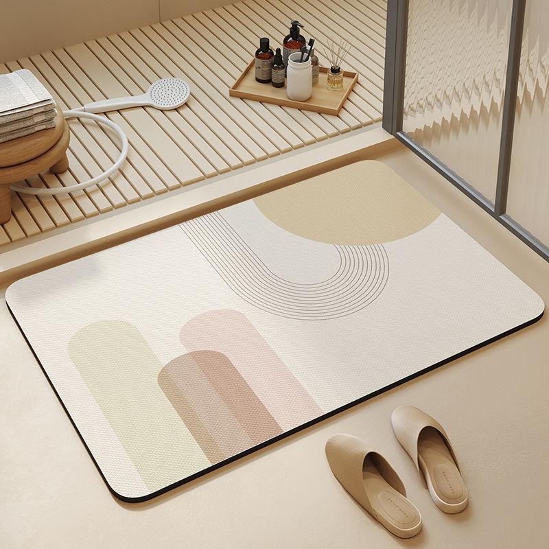 Cream Wind Diatom Mud Floor Mat Bathroom Water-Absorbing Quick-Drying Floor Mat Household Bathroom Door Non-Slip Easy To Take Care Of Floor Mat