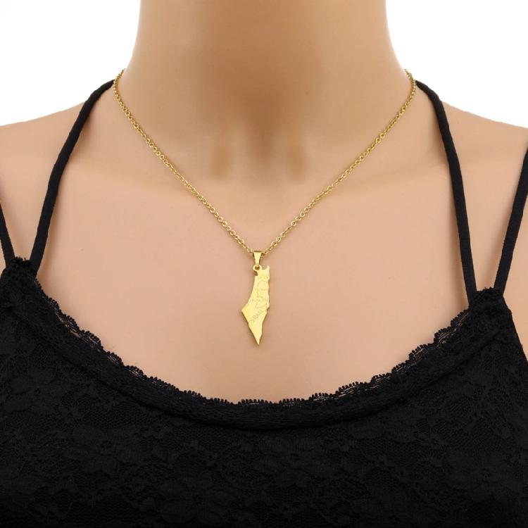 Vintage ISR PS Map Pendant Necklace Women Men Fashion Jewelry Gift