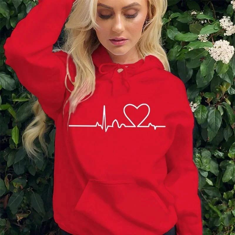 Womens Winter Hooded Long Sleeve Sweatshirt Loose Fit Unisex Casual Pullover With Kangaroo Pocket