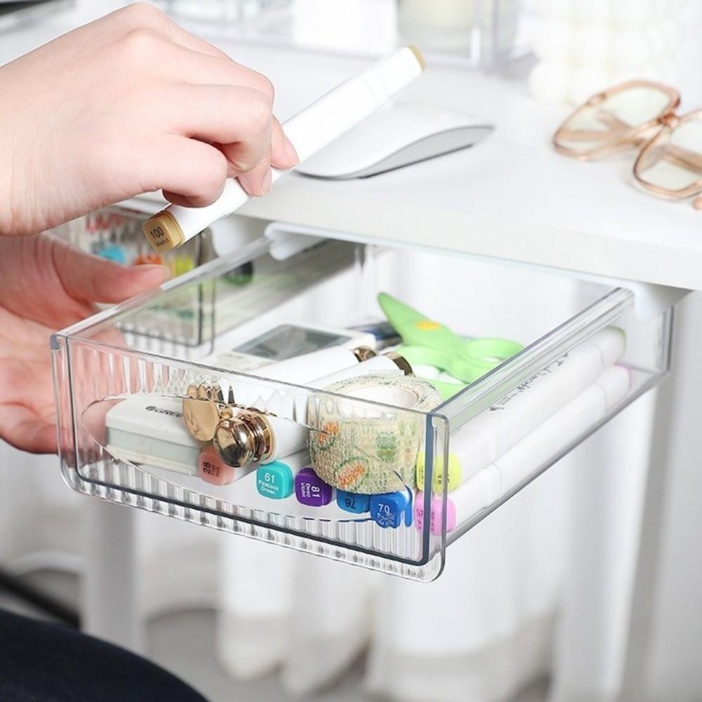 Sertar de birou cu capacitate mare, autoadeziv, organizator de birou, cutie de depozitare glisantă, uz casnic