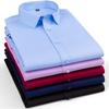 Plus size 8XL elastic long-sleeve shirts for men slim fit formal plain shirt wrinkle free soft office tops solid color clothes