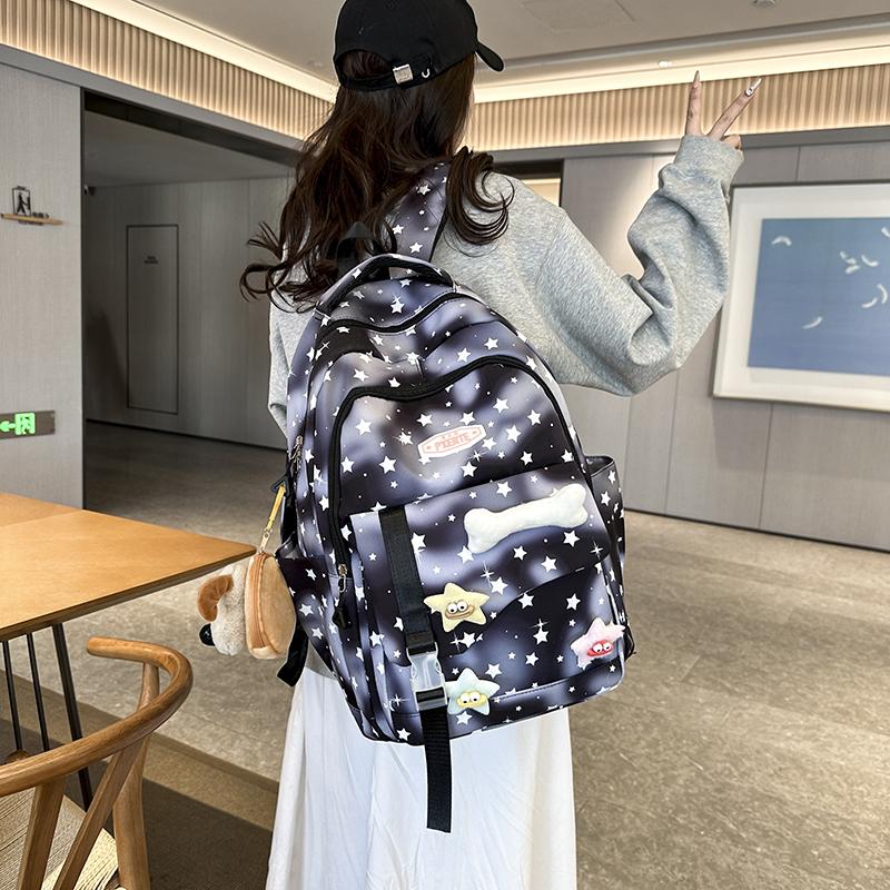 Middle School Student Schoolbag Stars Print Women's Backpack Water-Repellent Large Capacity Student Backpack