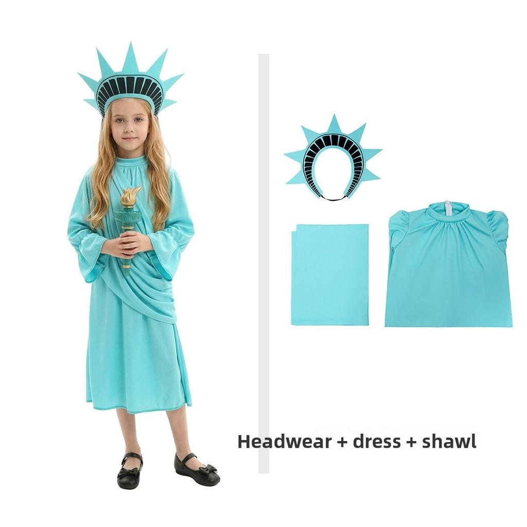 Us Colonial Child Dress With Polyester Fabric For Stage Performance And Costume Events
