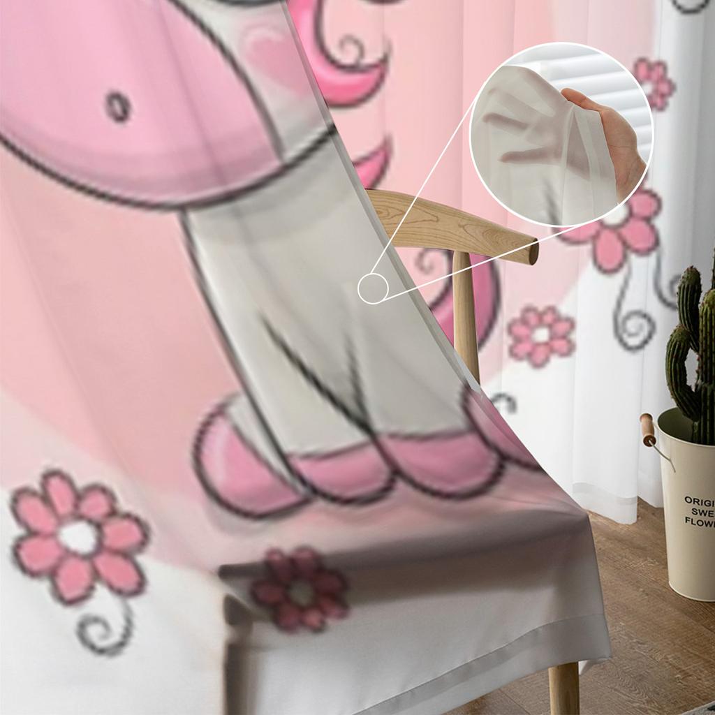 Draperii transparente cu unicorn din desene animate drăguțe pentru fereastră din sufragerie perdea transparentă din tul din voal draperii pentru dormitor