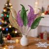 Glitterkonstgjort blad med stjälk Realistiskt Guldgrönt Lila Konstgjort Ormbunkeblad Bröllopsfest Bordsmittelpunkt Simulerade Växter Dekoration