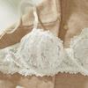 Sexy Lingerie Embroidered Lace Deep V Bra Gather Top Support Sexy Bra White Love Ultra-thin Sex Set