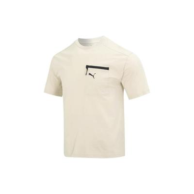 Solid Crew Neck Pullover Breathable Short Sleeve T-Shirt with Print On Shoulders Men Tops Off-White 676677-88