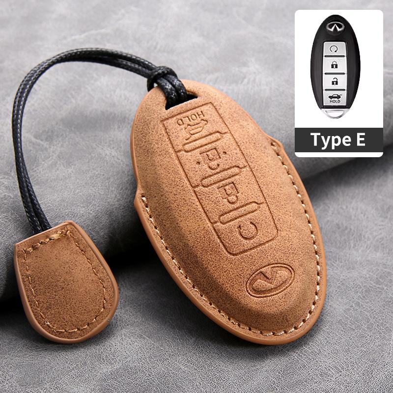 Leather Car Key Cover Case for Infiniti Q50L QX50 QX60 QX55 Q70 Q70L Q30 QX30 QX70 ESQ XQ80 XQ60 Q60S Car Key rope Keyring