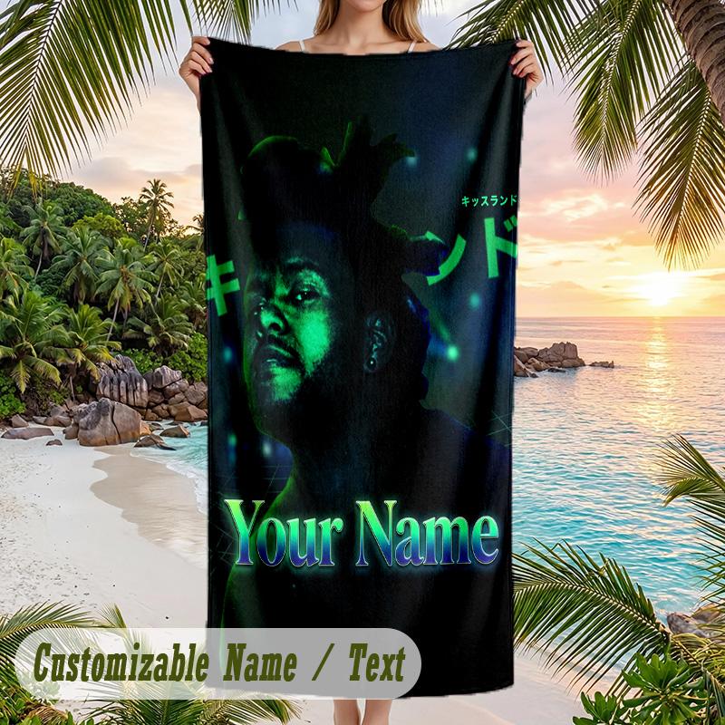 The Weeknd Beach Towel, Personalized Custom Name Text, Quick Dry Large Absorbent Towel For Beach Pool