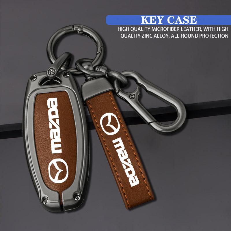 Car Key Chain Luxury Genuine Leather Keychain Pure Color Buckle for Mazda 3 bk bl 323 Axela Atenza CX-3 CX-4 CX5 Auto Accessorie vf2
