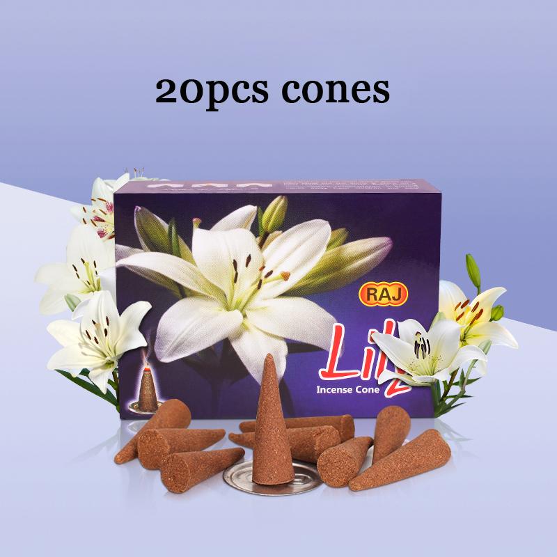 Y 10/20 Stück Indische Räucherkegel Sandelholz Jasmin Lavendel Duftblüte Räucherturm Haushalt Schlafzimmer Toilette Heim-Aromatherapie