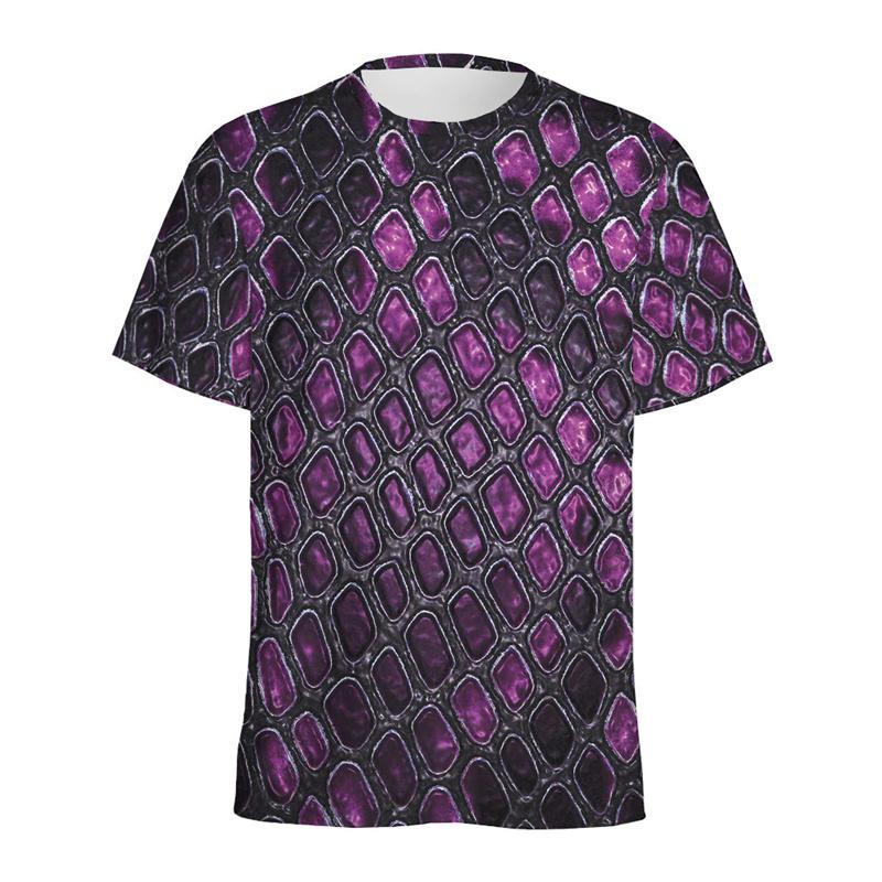 Fashion Snake Scales Pattern T-shirt For Men 3D Printed Animal Skins Graphic Round Neck Tee Shirt