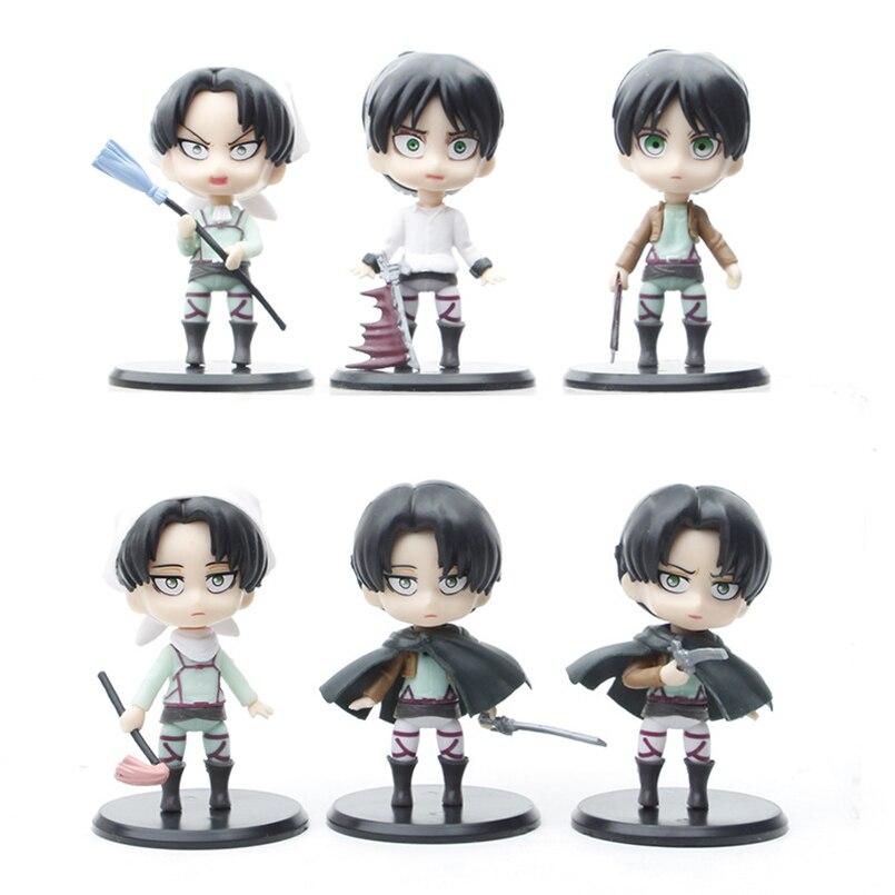 10cm Q Version Anime Attack On Titan Figure Eren Jager Mikasa Ackerman Pvc Action Figure Toys Collectible Model Toys Kid Gift