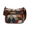 Women's Large Capacity Soft Leather Patchwork Crossbody Bag - Retro Multi-pocket Shoulder Bag for Work & Commute.