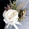 Romantics Champagne Wrist Corsage and Boutonniere Artificial Flower Set for Wedding Ceremonies Bridal Shower Flower