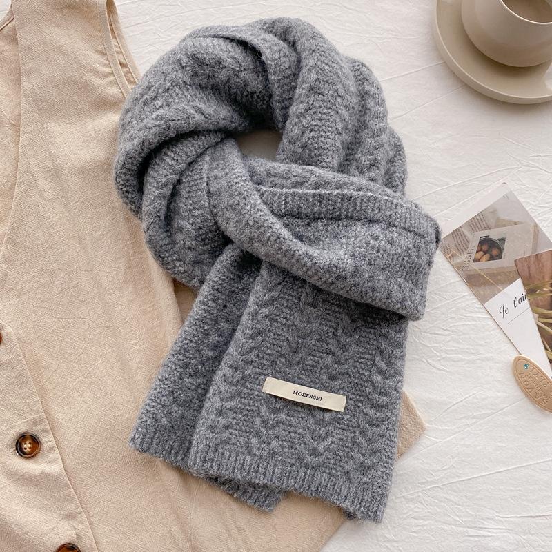 Wool knitted wool scarf winter men's and women's new high-end versatile scarf neck protection brown