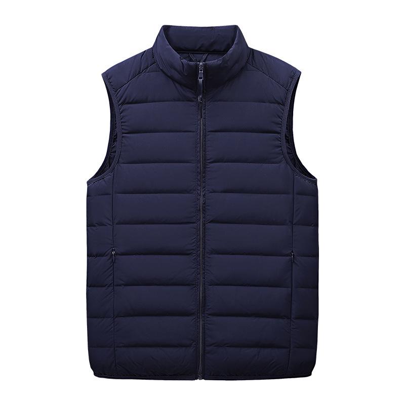 Men's Autumn/Winter Lightweight Down Vest with Stand-Up Collar - Large Size, Loose Fit