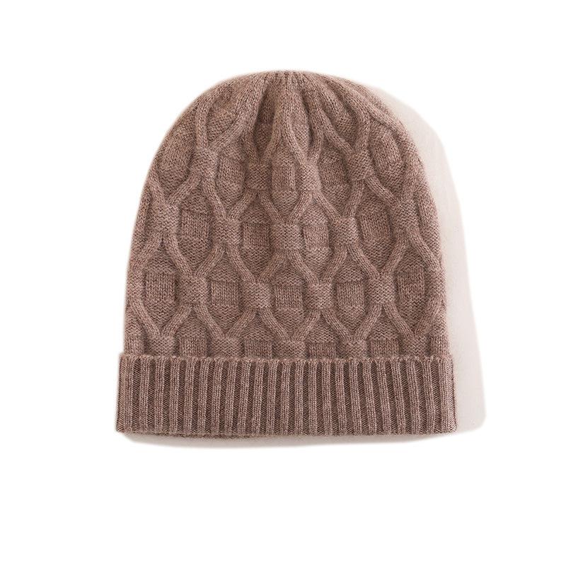 Cashmere Women's Cable Knit Fold-Up Hat with Ear Protection - 2025 Spring Collection