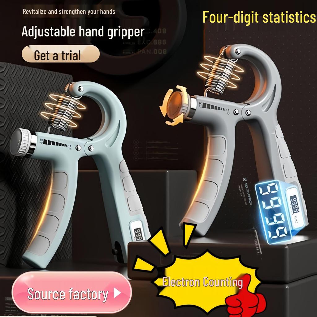 Adjustable Grip Strength Trainer (5-100kg) with Counter for Finger & Arm Muscle Training for Adults & Students
