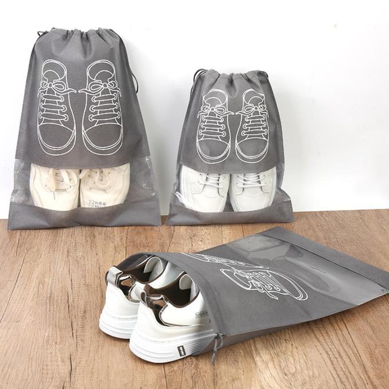 Dustproof Shoe Storage Bag with Transparent Window Drawstring Travel Shoe Organizer for Home Storage