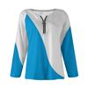 Women's Fashion Casual Temperament Zipper V-neck Irregular Striped Geometric Print Long Sleeve Top