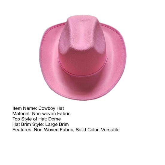 Cowboy Hat Women Men Western Adult Sun Hat Non-woven Fabric Cowgirl Hat Festival Theme Party Hat Fashion Accessory